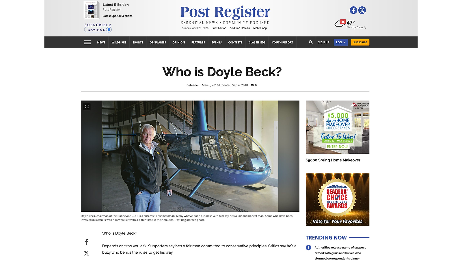 Post Register foundational record on Beck's 2016 secret-society lawsuit and Yates recording