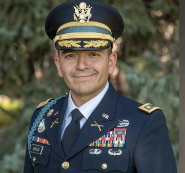 Maj. David Worley in Idaho Army National Guard dress uniform — the candidate cultivated by the IFF network for the Senate D28 primary